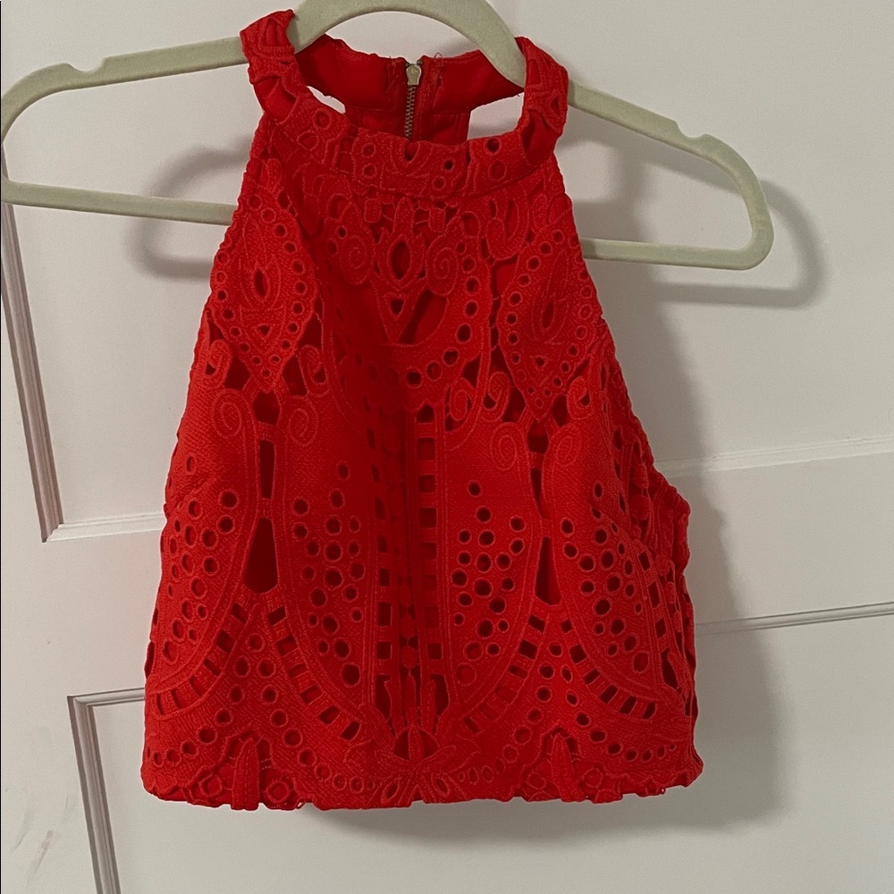 Vibrant Red Crochet Top
